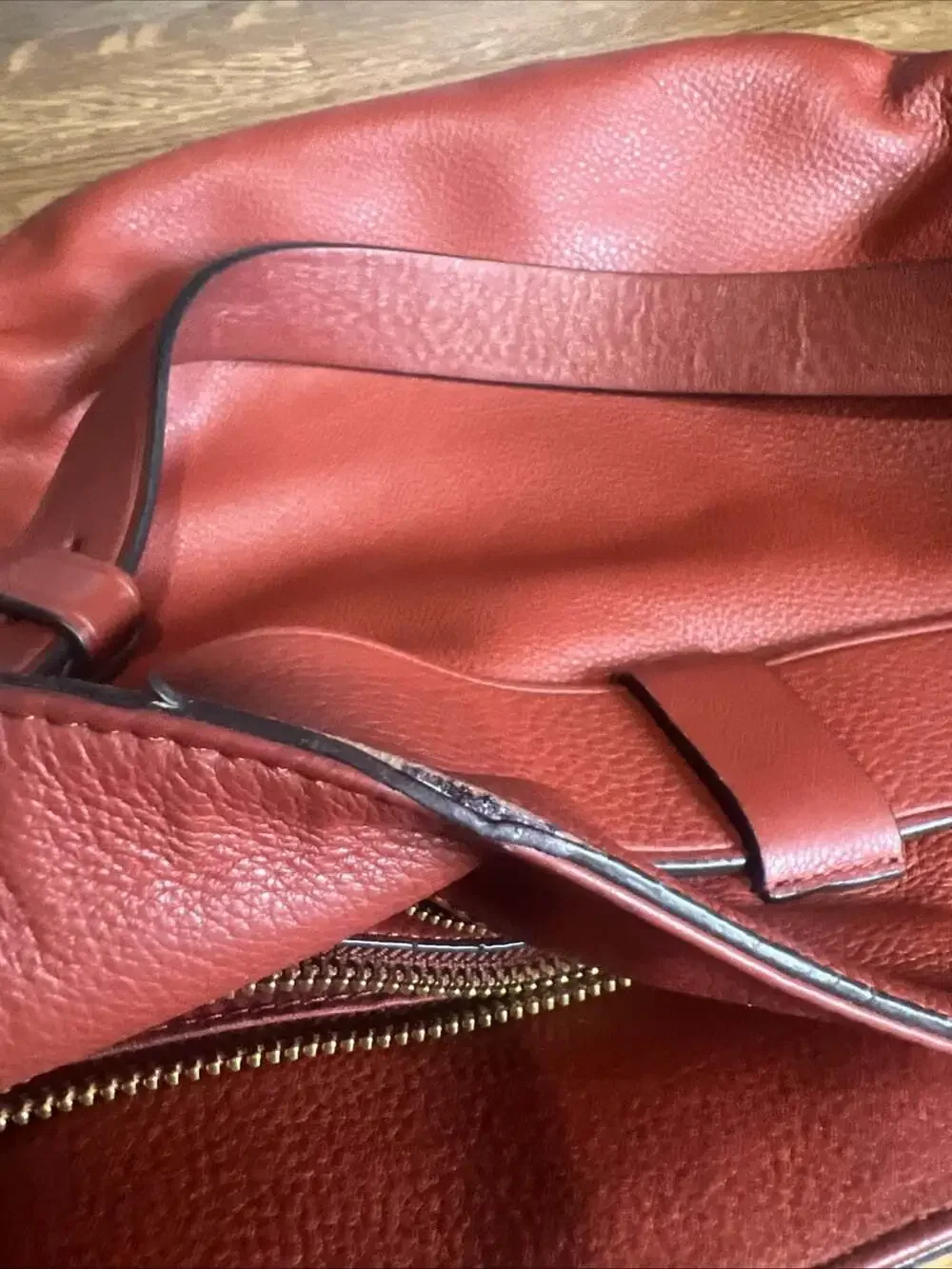 Tory Burch Gemini Link Redwood Leather Large Crossbody Hobo Purse  Boho Chic